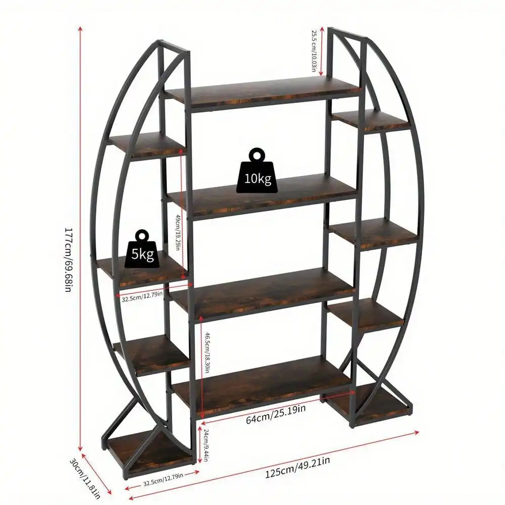 12 Tier Extra Large Moon Shape Metal Plant Stand Ladder Flower Rack Bookshelf