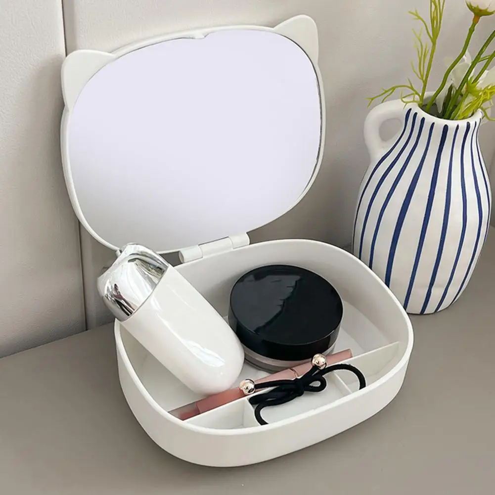 

Storage Box Mirror Practical Lightweight Delicate Folding Design Cosmetic Mirror Dormitory Accessory