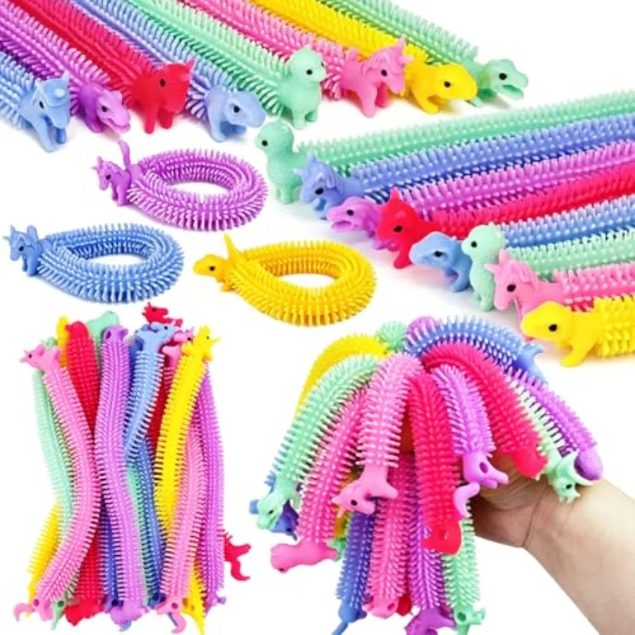 30 Pack Stretchy Fidget Toys, Multi-Item Party Favor Toy Sensory Fidget Worm String Colorful Stretchy Strings Toy for Party Fav