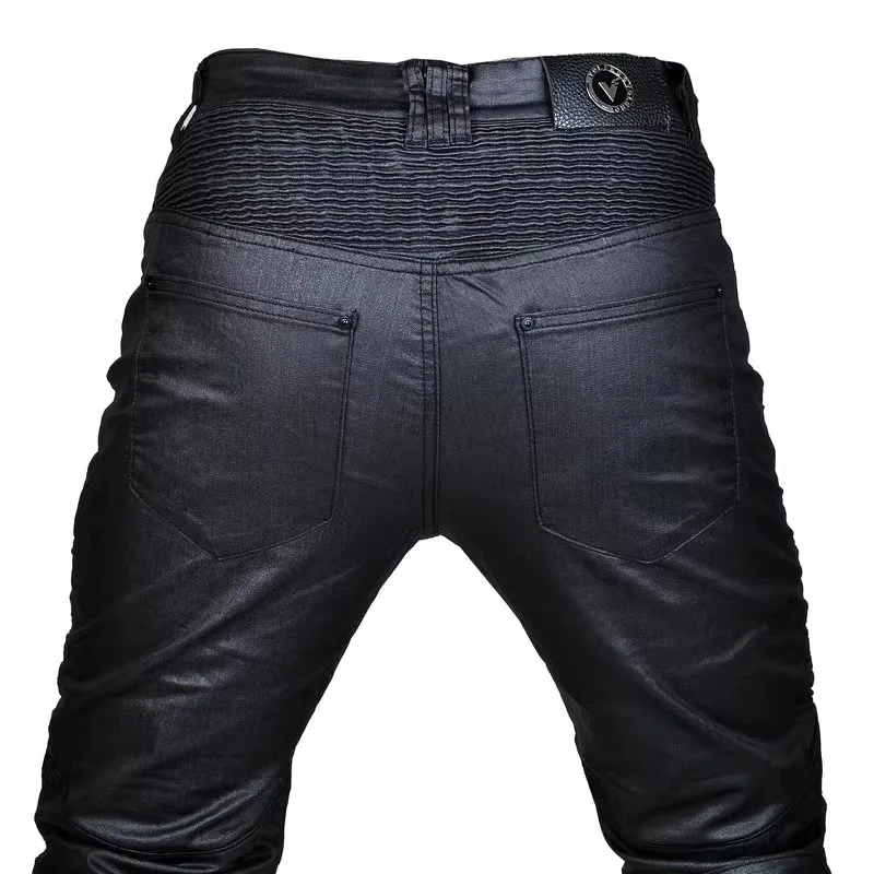 VOLERO Upgrade Coated Waterproof Denim Locomotive Cycling Moto Racing Drop-Proof Pants With CE Armor Pad Motorcycle Riding Jeans