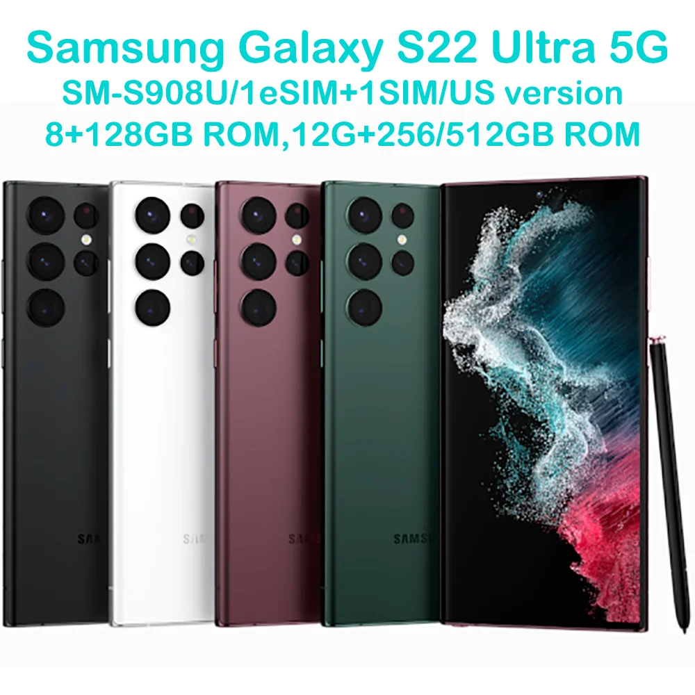 Samsung Galaxy S22 Ultra 5G S908U 6.8-inch Snapdragon 8 Processor NFC Samsung S22U Smart Android Phone US VersionUnlockedVersion