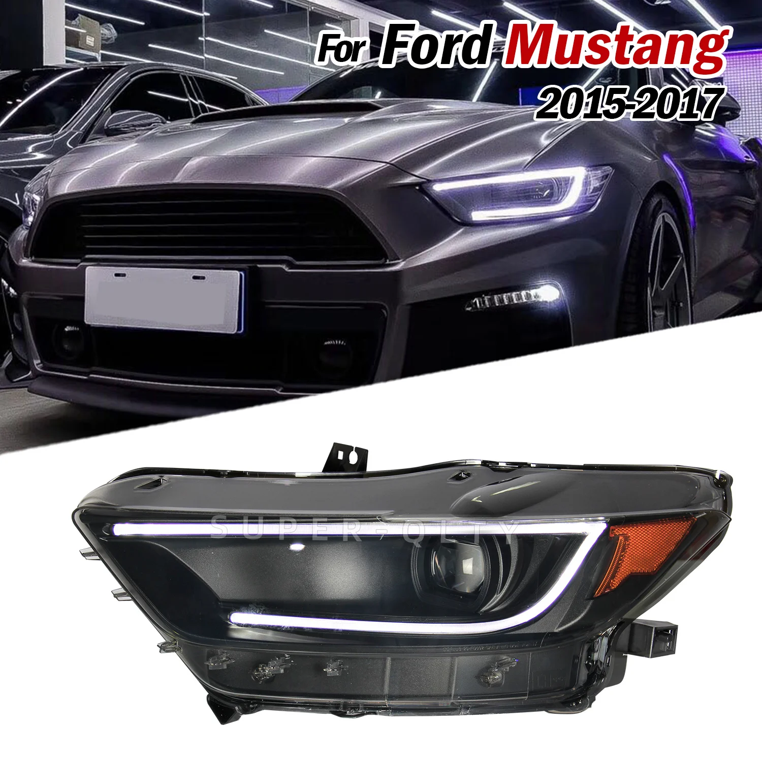 

Модифицированные фары для Ford Mustang 2015-2017, светодиодные фары, передние фары Plug and Play, 2 шт.