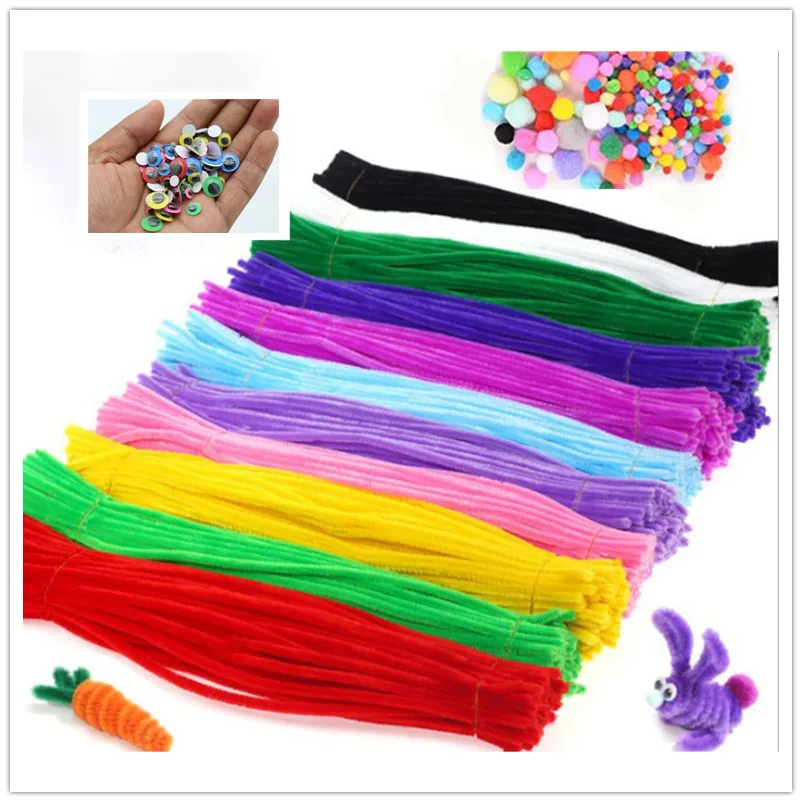 Chenille Stems Pipe Cleaners Plush Stick Pompoms Suit Kids Educational Toys Festival Decor DIY Creative Handmade Craft Supplies