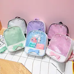 Mochilas transparentes claras para mulheres, Harajuku Bow-knot Itabags Bags, Mochilas escolares para meninas adolescentes, Ita Bag, Bookbag Bolsa