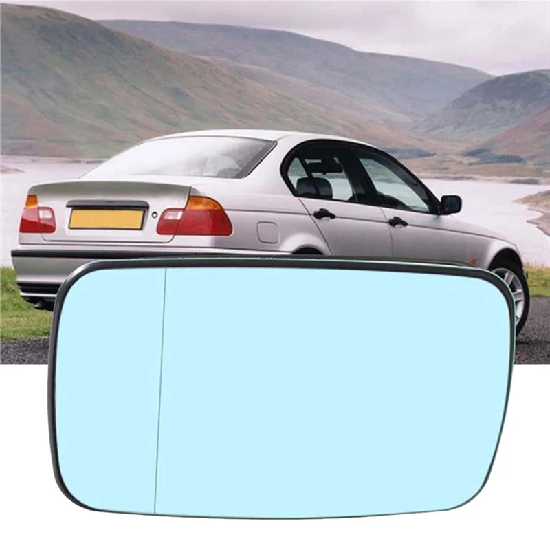 

Durable 1Pair Car Rearview Side Door Mirror Blue Glass Lens Heated for BMW