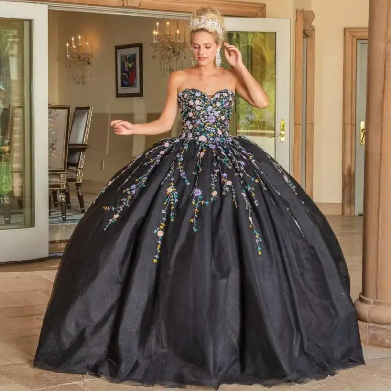 

Черные нарядные платья Quinceanera по индивидуальному заказу для девочек, платья Quinceanera без рукавов с милыми бусинами, Vestidos De 15, Quinceanera