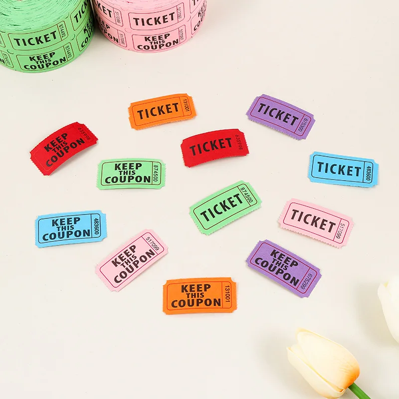 1000Pcs Colorful Tearable Raffle Tickets Double Rolls Admission Ticket Game Ticket For Events Carnivals Entry Class Reward view 2