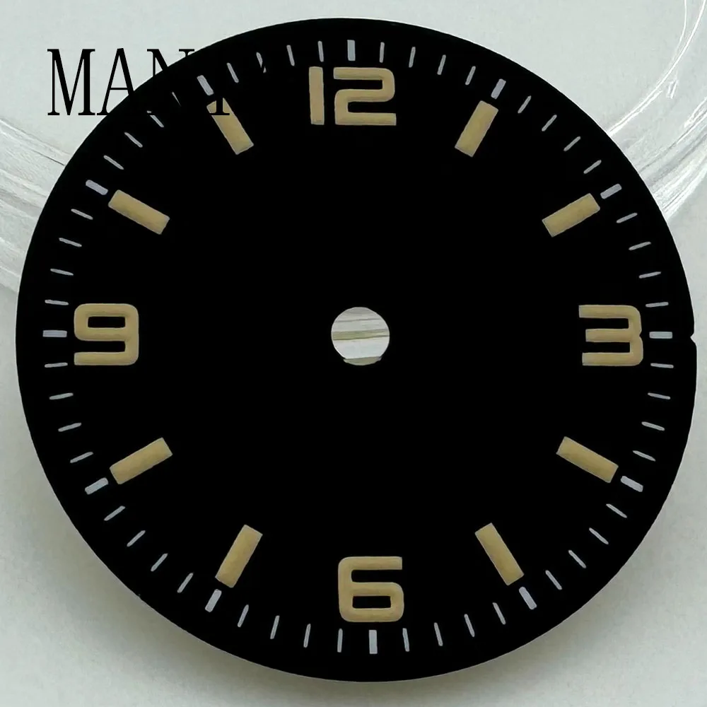 Стерильный циферблат MANTA 28,6 мм, светящийся, подходит для NH35 NH36 NH34, механический механизм, черный