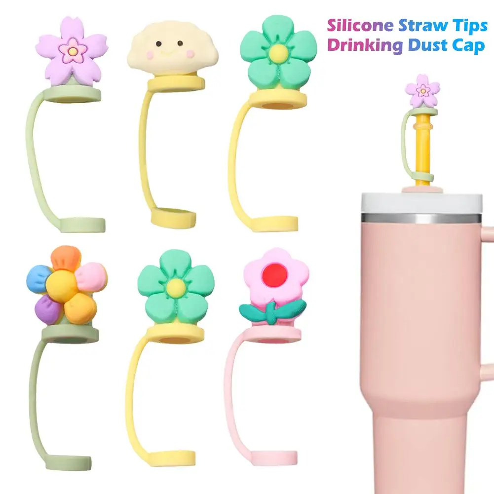 Couvertures de paille en silicone en forme de fleur pour tasse Stanley, bouchon anti-poussière pour boire, couvercle d'embouts de paille, accessoires de tasse mignons, B6T7