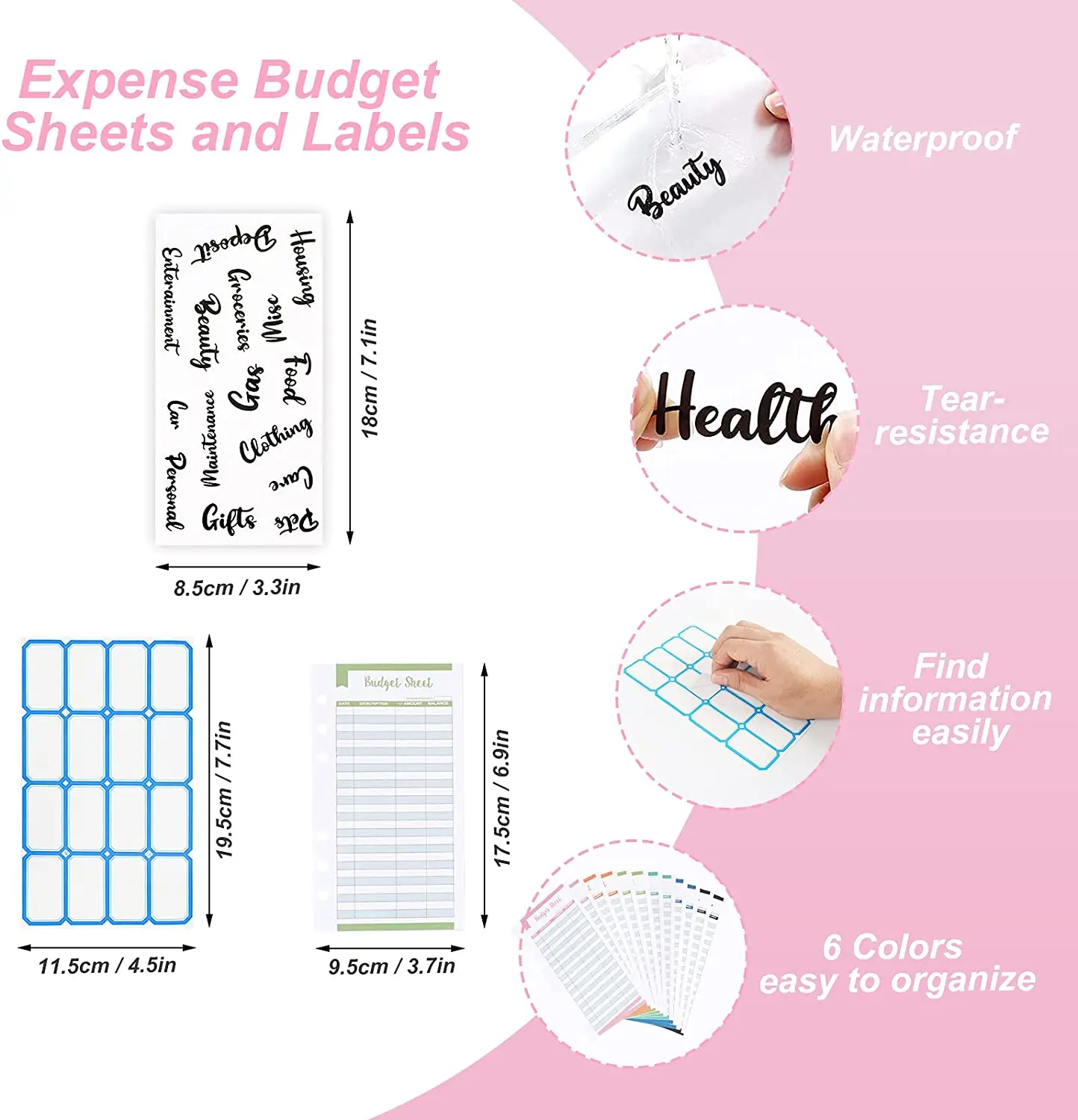 A6 PU Leather Notebook Binder Budget Planner, 8 Binder Pockets,Expense Budget Sheets,Sticker Label, Cash Envelopes for Budgeting