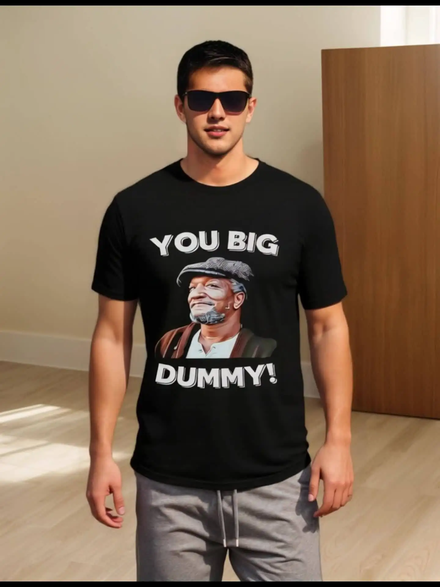 1pc You Big Dummy Affilante TV Show Print Mens T-Shirt 100% Cotton Casual Round Neck Short-Sleeved Tee with Elderly for Man