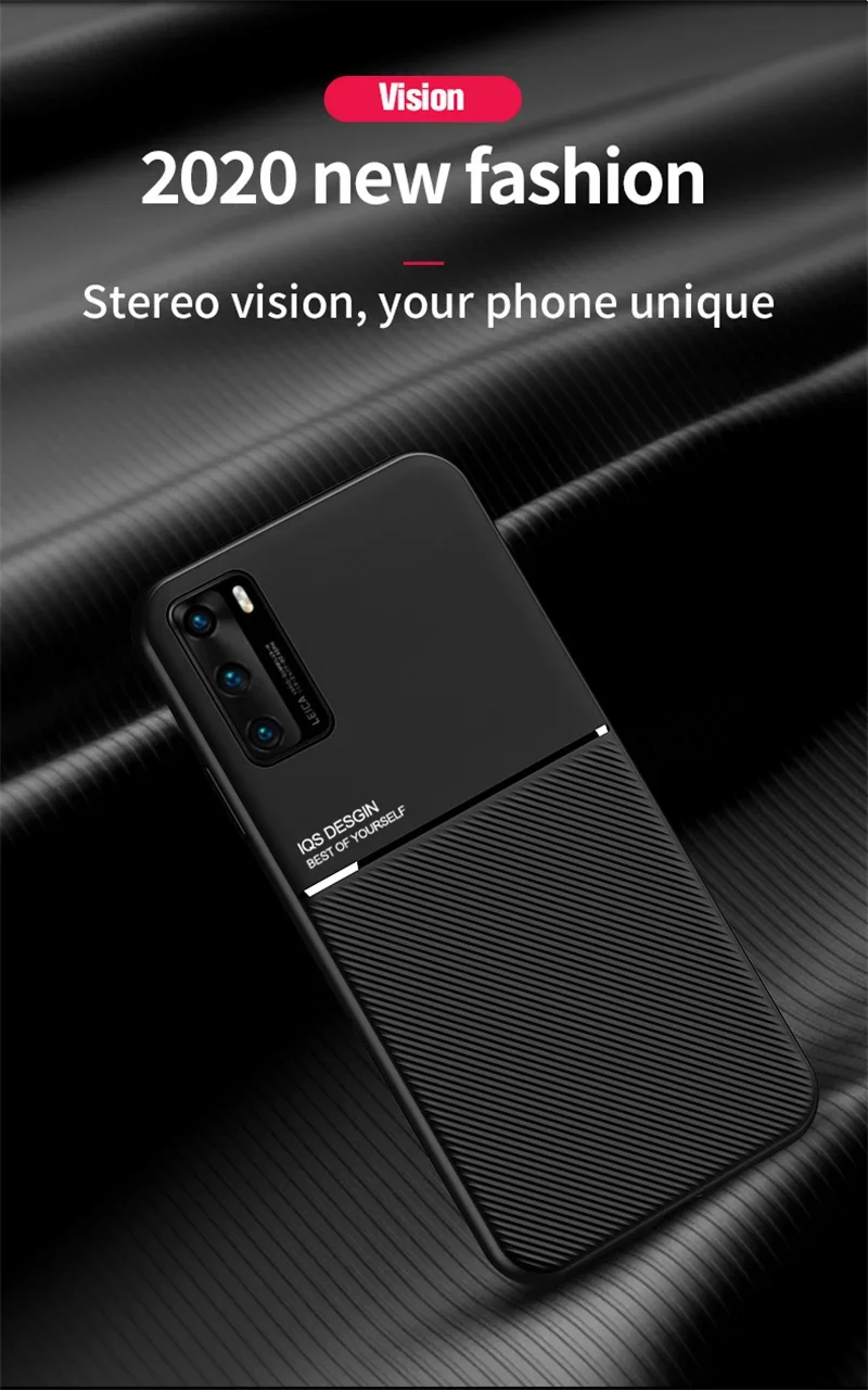 Luxury Leather Armor Case For Huawei P20 P30 P40 Lite Mate 20 30 40 Pro Plus P40Pro Matte Magnetic Holder Soft Silicone Covers