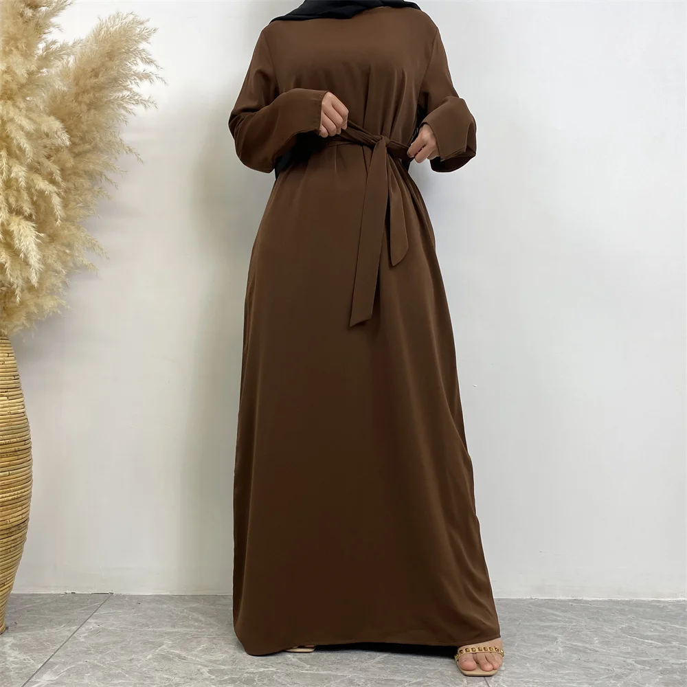 عباية إسلامية موضة جديدة فستان ساخن تركيا العربية دبي رداء بلون سادة مع جيوب فستان نسائي طويل 82