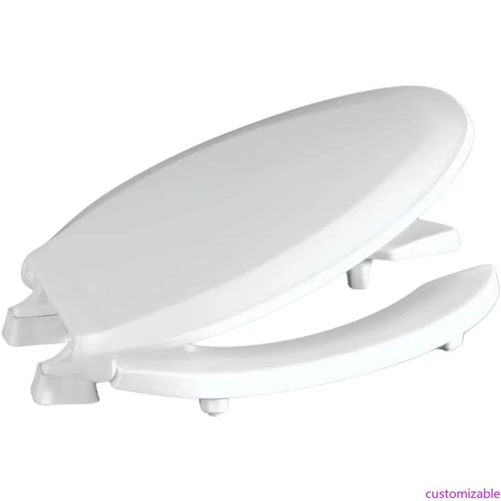 2 inch Raised Toilet Seat for Seniors, Elongated, Open Front with Cover, Plastic, Made in the USA, HL820STS-001, White