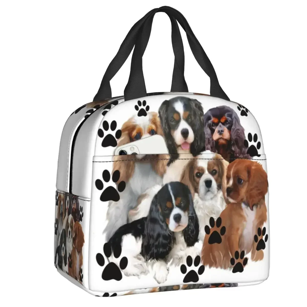 Cavalier King Charles Spaniel Insulated Lunch Tote Bag for Women Dog Lovers Portable Thermal Cooler Food Lunch Box School