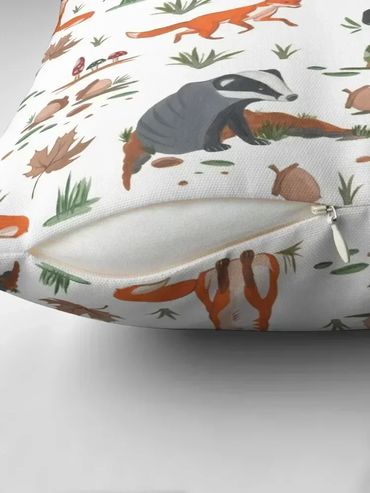 Fox and Badger Pattern Throw Pillow ornamental pillows Ornamental Pillow Decorative pillowcase pillow