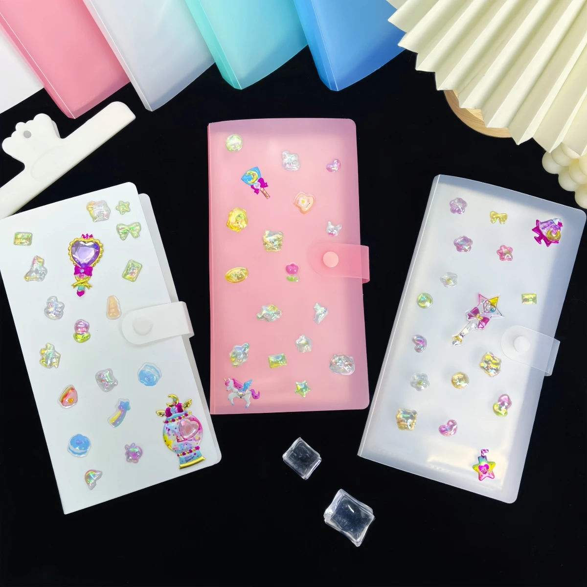 1Pc A6 Minimalist Matte Sticker Storage Book, Sticker Organizer, Sticker Album, Pink and White Transparent Version, Integrated S