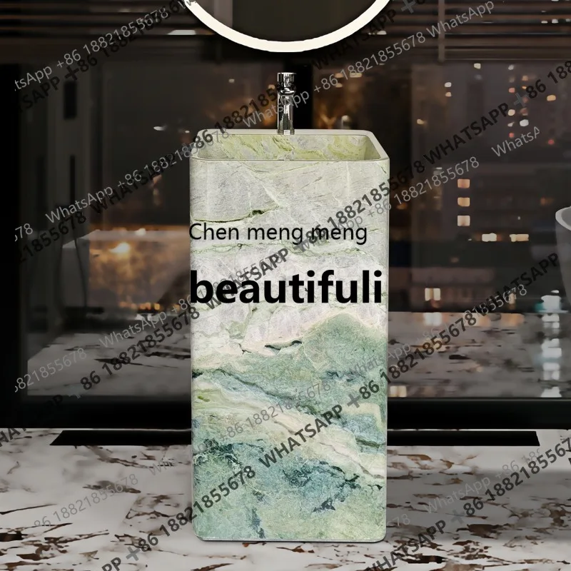 

X Column basin, natural marble integrated floor basin