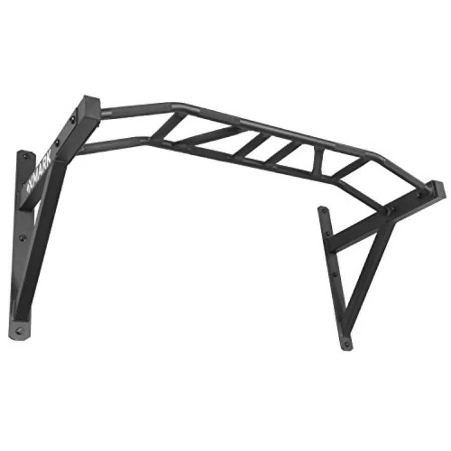 

Commercial wall-mounted multi-grip pull-up bar for home gyms steel construction matte black finish supports 300 lbs with ergono