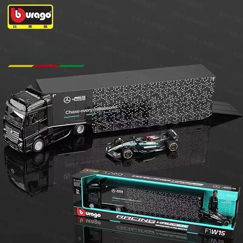 

Транспортная машина Bburago 1:43 2024 F1 Iveco S Way со сплавом SF-24 и W15, модель прицепа F1, коллекция подарочных игрушек