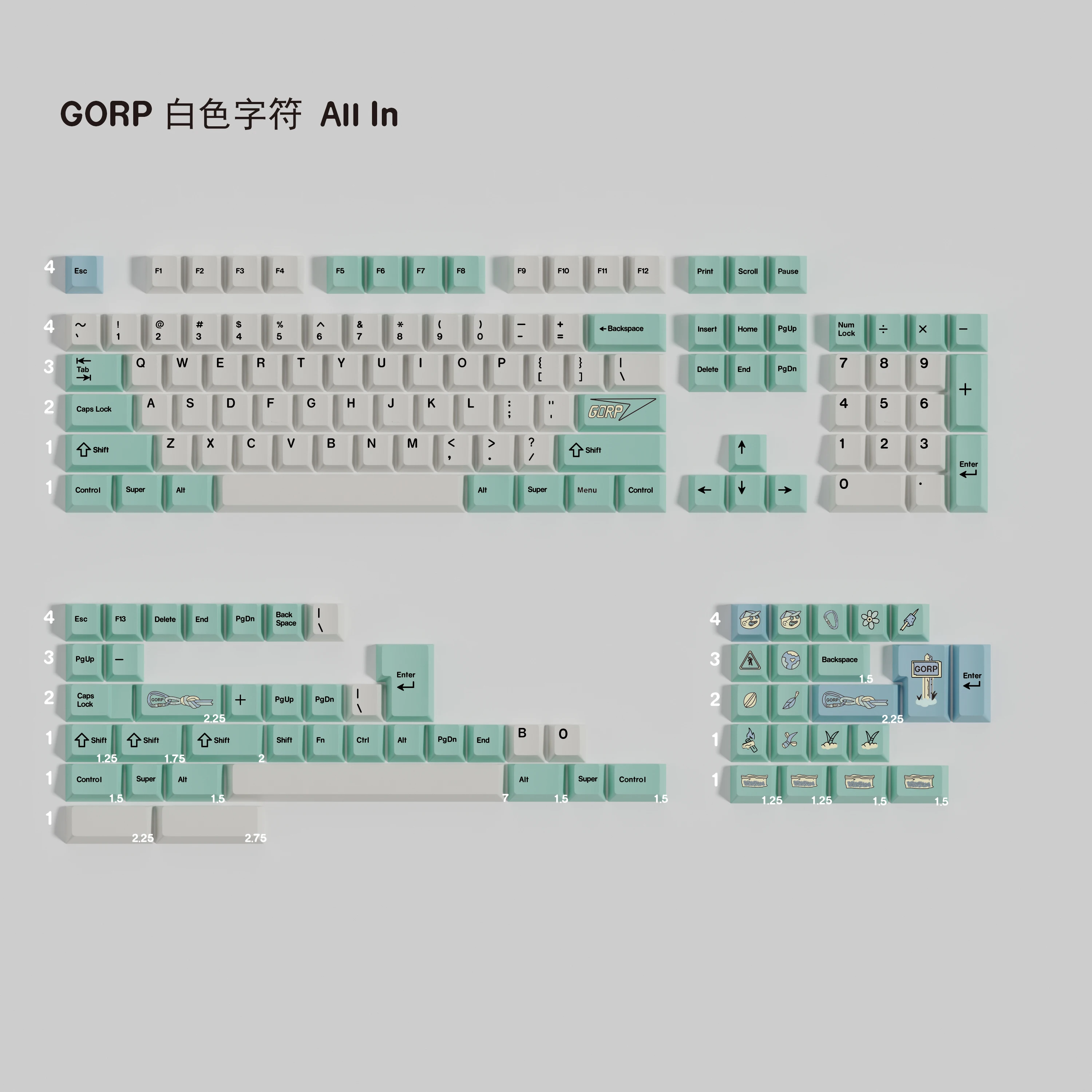 GMK GORP Keycap Set 7U Space Sublimation Cherry Profile Mechanical Keyboard Keycaps Compatible ALICE 60/75/80/96/104/108 Layout