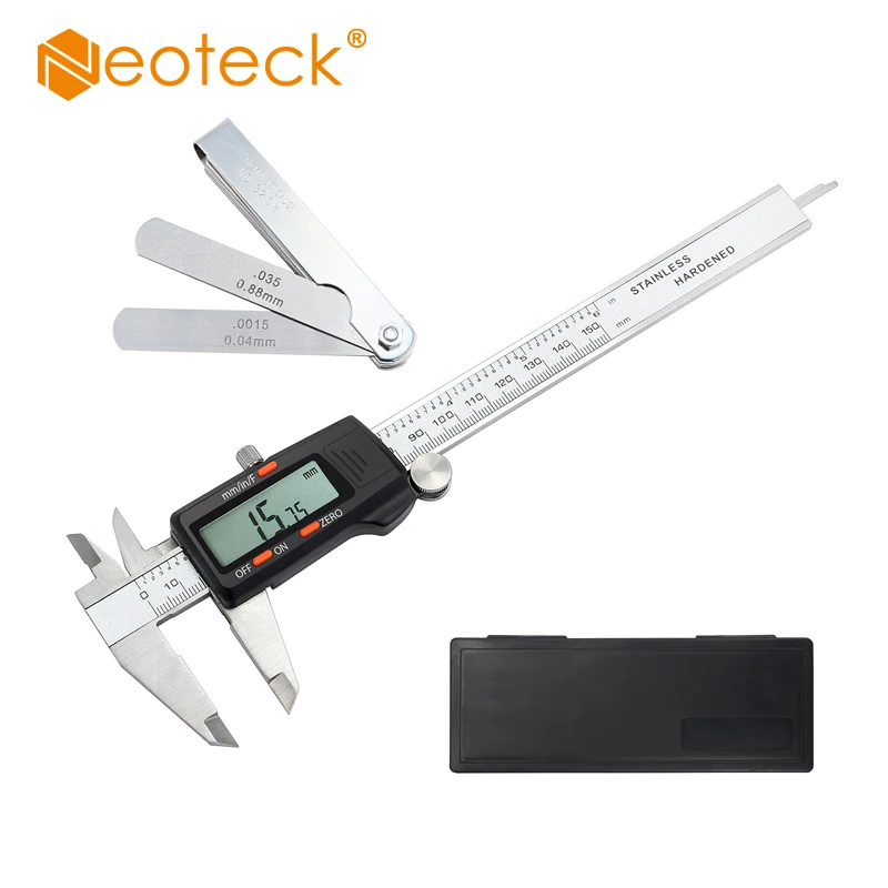 

Neoteck 150mm Digital Vernier Caliper+Feeler Gauge Fractions/Inch/Metric Conversion Measuring Tool For Length Width Depth