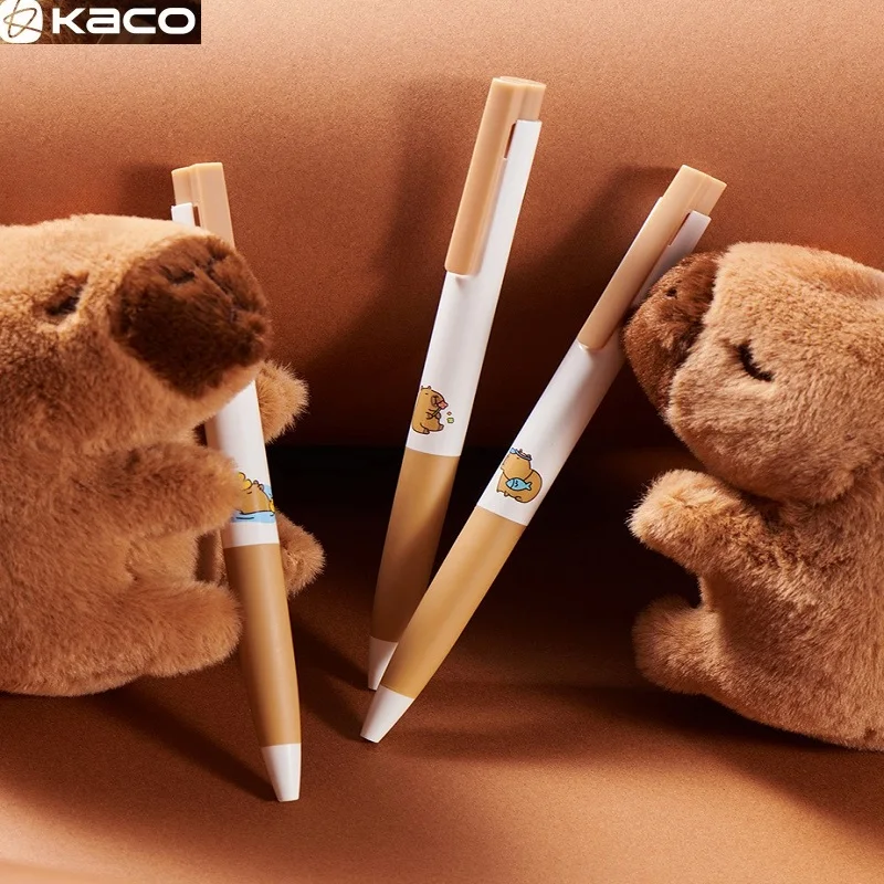 KACO Kawaii الصحافة هلام القلم لوازم مكتبية عالية السعة طالب الكتابة 3 قطعة/مجموعة 0.5 مللي متر مزدوجة حبة التجفيف السريع الأسود الأساسية