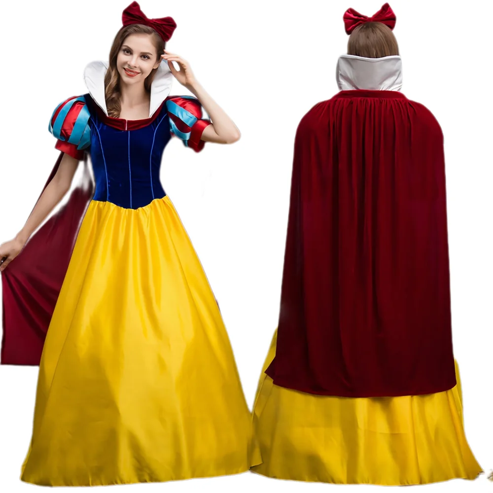 Deluxe Snow White Cinderella Dress For Women Yellow Ball Gown Costume Halloween Halloween Princess Fantasia Fancy Dress