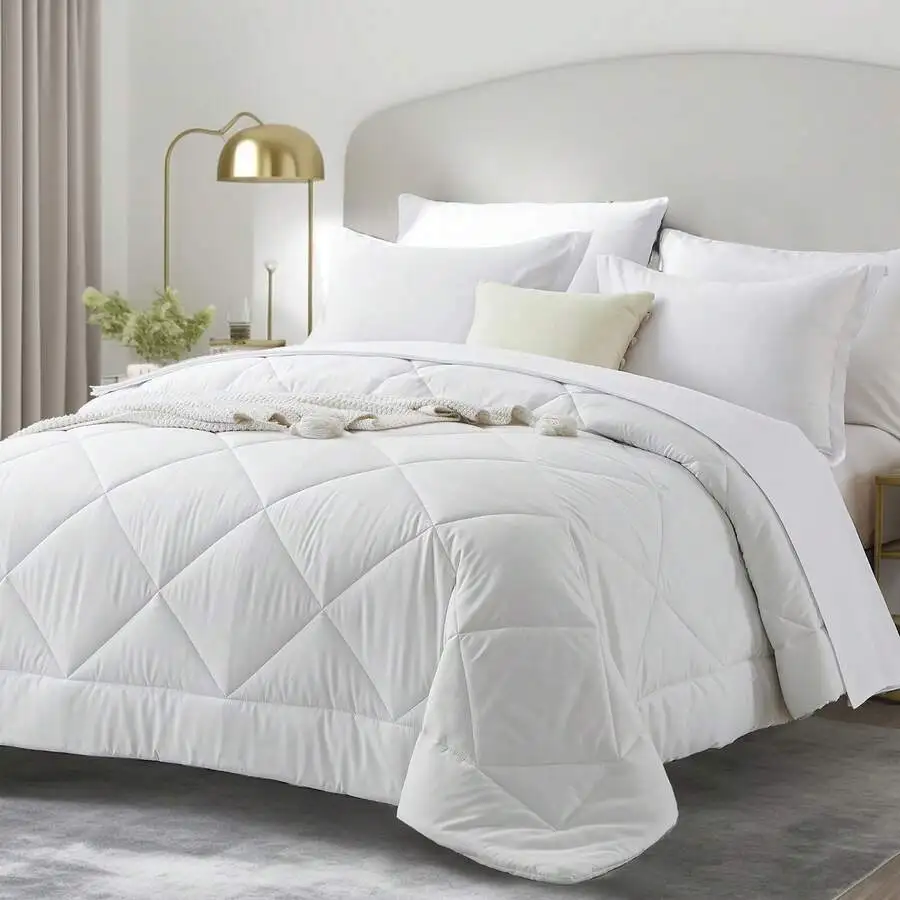 5/7 Piece Solid Color Bed Comforter Set Queen, Creative Geometric Design, Soft And Comfortable Summer Bedding Set.Bed In A Bag F