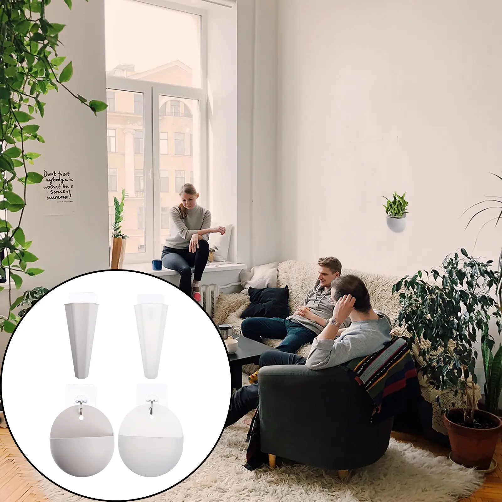 

4pcs Wall Hanging Flower Pot Durable Creative Succulent Planter Indoor Decor Kitchen Bedroom Garden Vase Planters