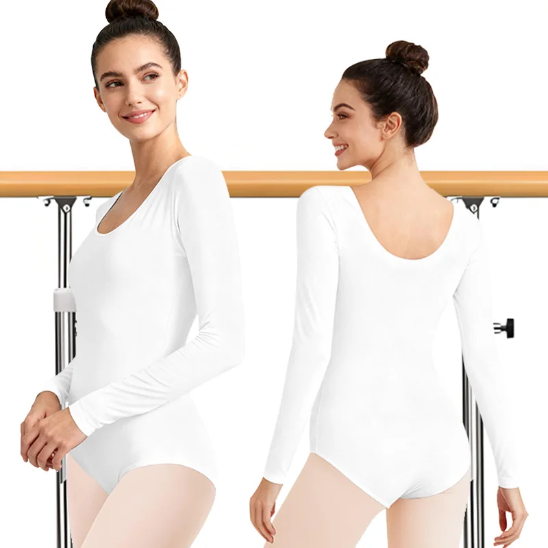 Women's Team Classic Basic Long Sleeve Ballet Dance Leotards for Adult Gymnastics Dance Tops with Soft Lining Bodysuits