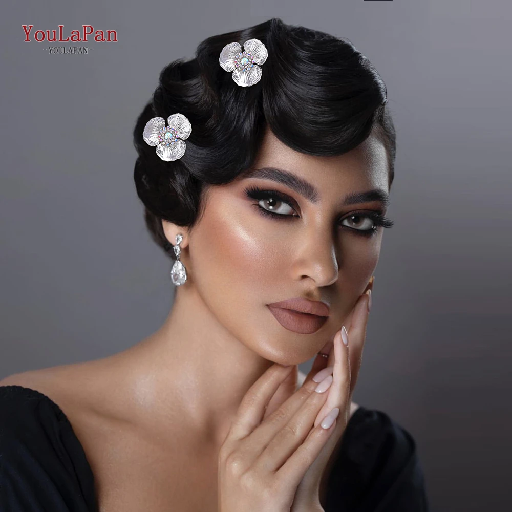 YouLaPan U Shape Alloy Flower Hair Pins Wedding Bridal Hair Accessories Bride Hair Clip Woman Hairpin Party Headwear HP773