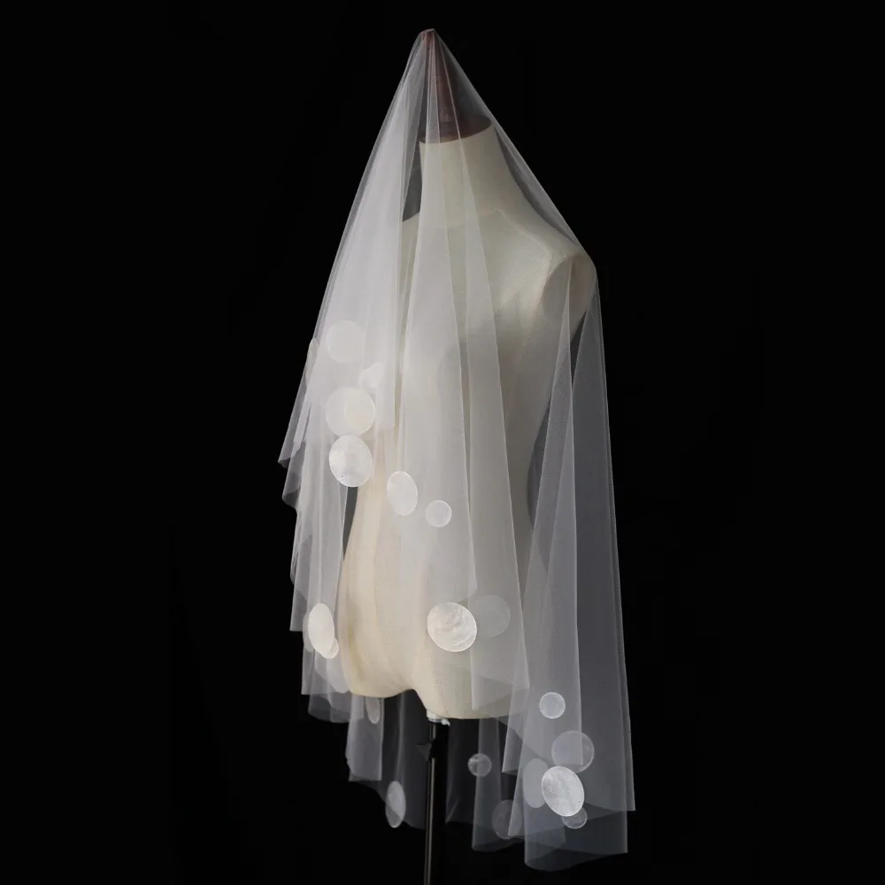 Wedding Veil Simple Printed Pearl Beaded Short Marriage Shoulder Bridal Veils Bride to Be Accessories