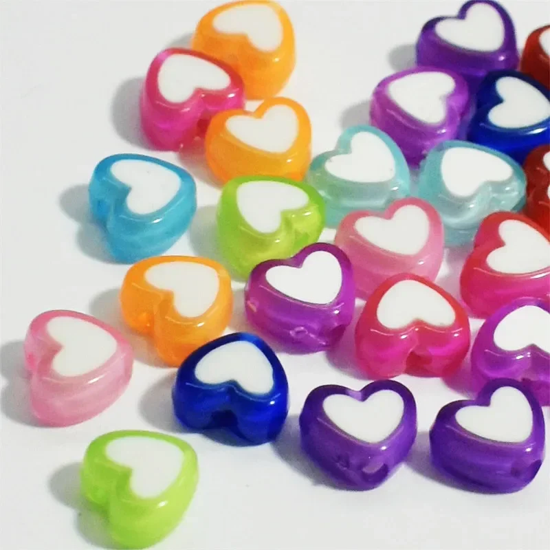 Neue 50 teile/los 8x4mm Liebe Acryl Perlen Lose Spacer Perlen für Schmuck Machen DIY Handgemachte Kleidung Zubehör