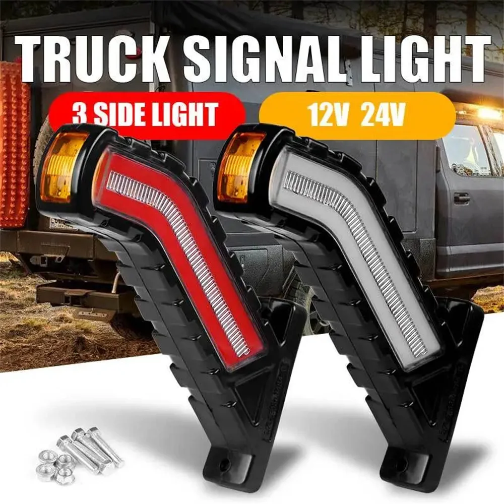 Side Marker Lamp Truck tail light LED light guide edge light flowing three color trailer truck waist light