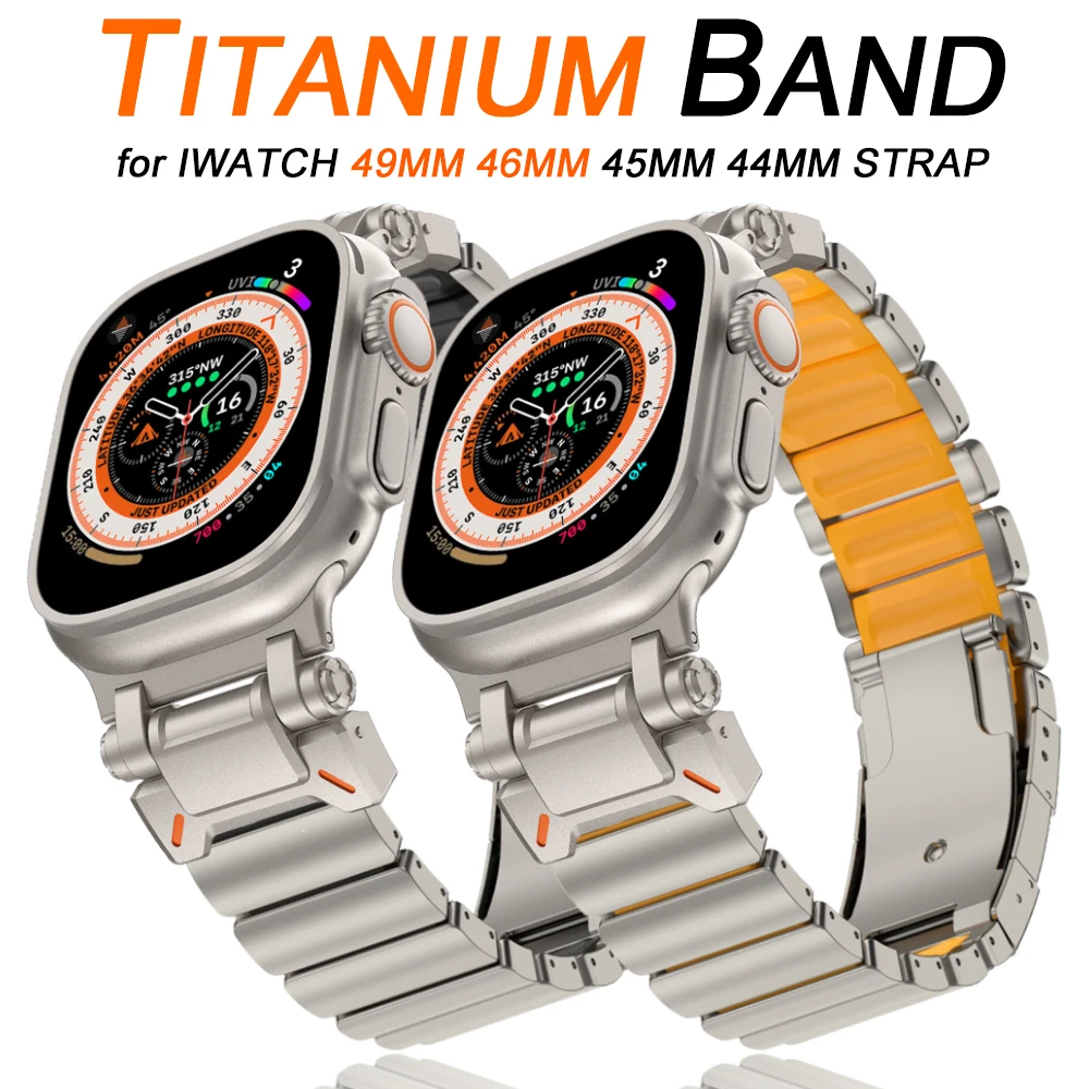 حزام ساعة مطاطي من التيتانيوم لساعة أبل الترا 3 باند 49 ملم حزام معدني للرجال لسلسلة Iwatch 11 10 9 8 7 6 5 SE3 44 ملم 45 ملم 46 ملم #1