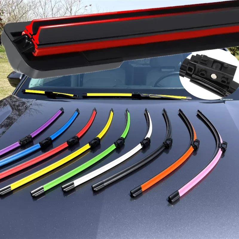 

Colorful MBTL1.1 Car Windshield Wiper blades Universal Soft Double layer Rubber Frameless Bracketless 16" 19" 20" 22" 24"26"30"