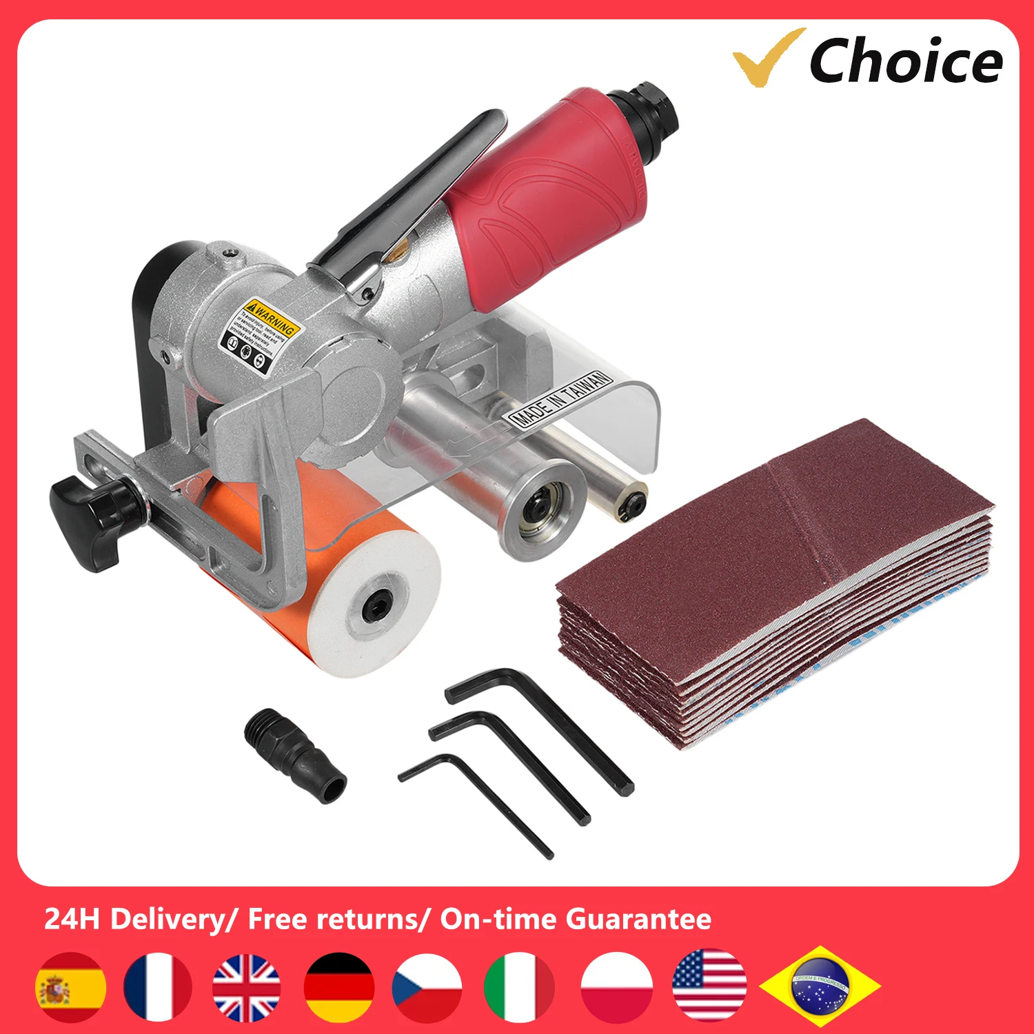 

Air Belt Sander Pneumatic Roller Belt Sander Professional Belt Sander Sanding Pneumatic Tool with 11Pcs 60 x 260mm Sanding Belts