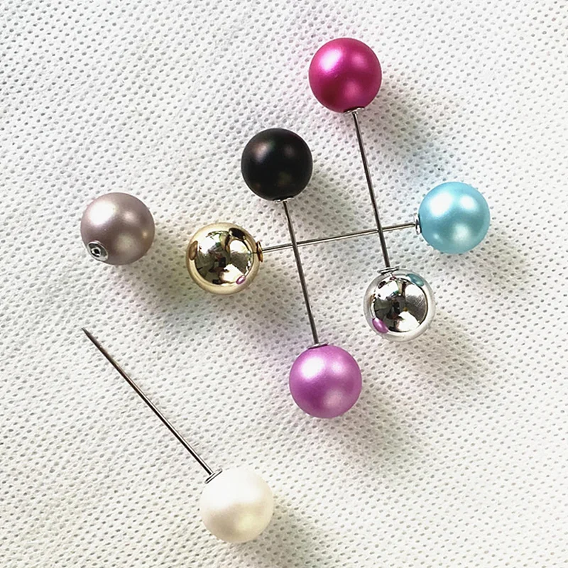 Classic Style Double Imitation Pearl Brooches Pin For Women Scarf Clip Lapel Pin Clothing Accessories DIY Frosted Ball Brooch