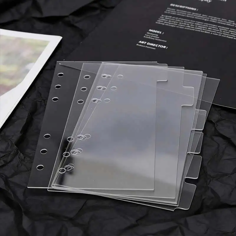 6Pcs...A6A7 Transparent Acrylic Index Divider Page Loose leaf Index Page Replacement Core Ultra Transparent 6 Ear Divider