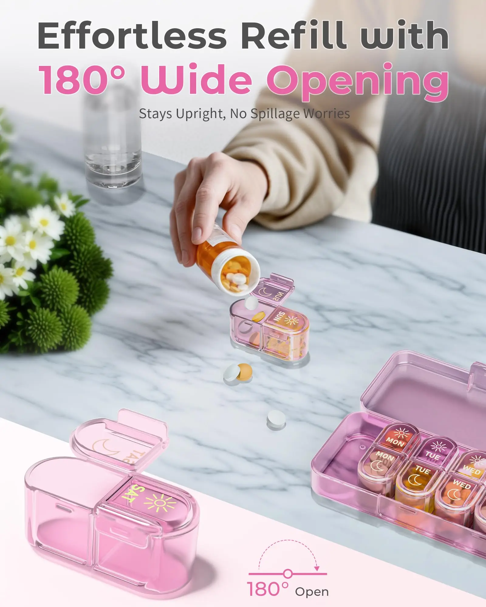 Pill Organizer, Pill Box 7 Day Am & Pm Pill Organizer 7 Days,Weekly Pill Case 2 Times a Day,Medicine Organizer for Travel
