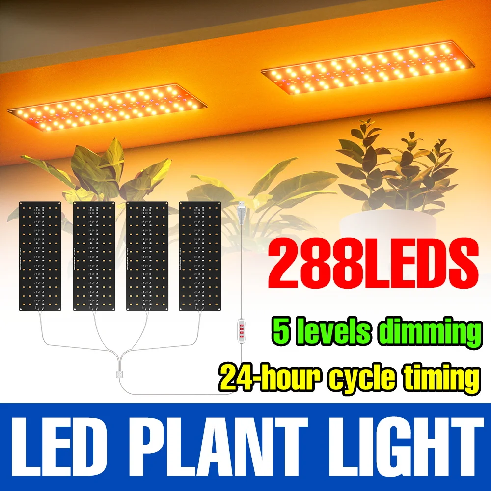 

DC5V USB светодиодные лампы для выращивания растений, полный спектр, квантовая доска, лампа для выращивания с таймером, автоматическое включение/выключение для горшечных фруктов, овощей, растений