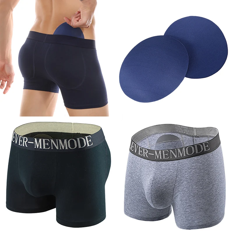 

CLEVER-MENMODE Men's Sexy Butt Enhancement Boxer Detachable Sponge Pad Pants Hip Lift U Bag Body Shaping Lingerie Gay Uderpants