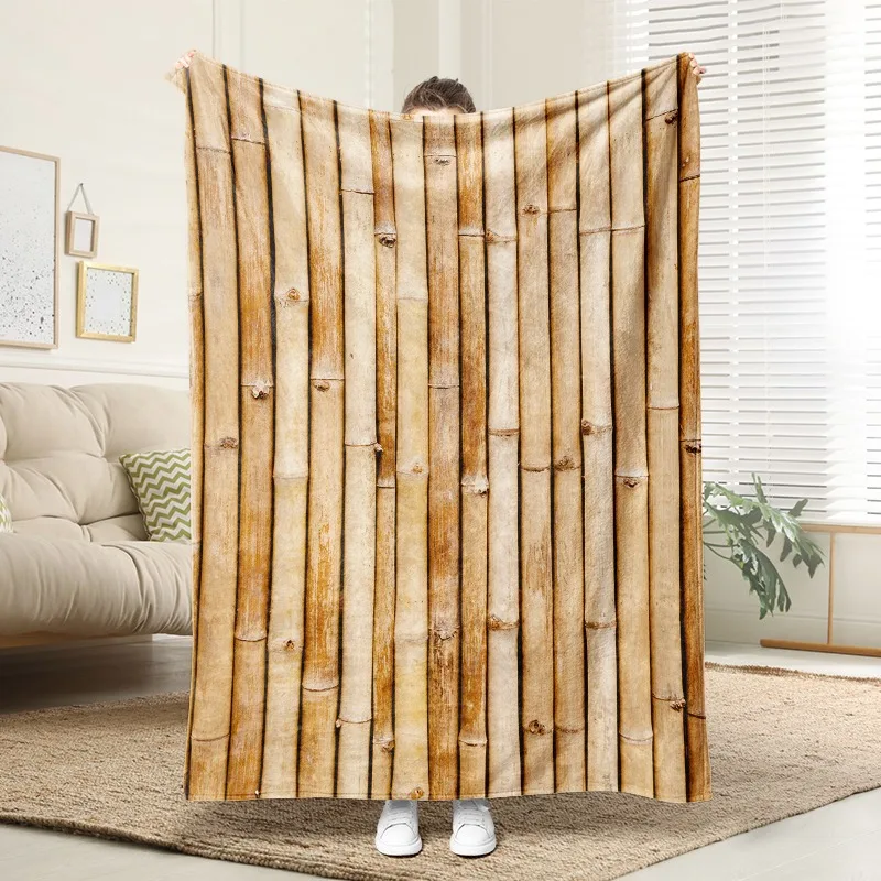 

Natural Bamboo Pattern Blanket Soft Flannel Throw Warm Cozy Decorative Blanket for Sofa Bed Living Room Home Decor