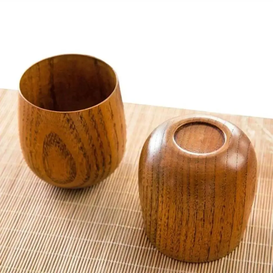 1 Pcs Reusable Wooden Cup Environmentally Friendly Tea Coffee Milk Wine Coffee Beer Drink Cup Portable Insulated Water Cup