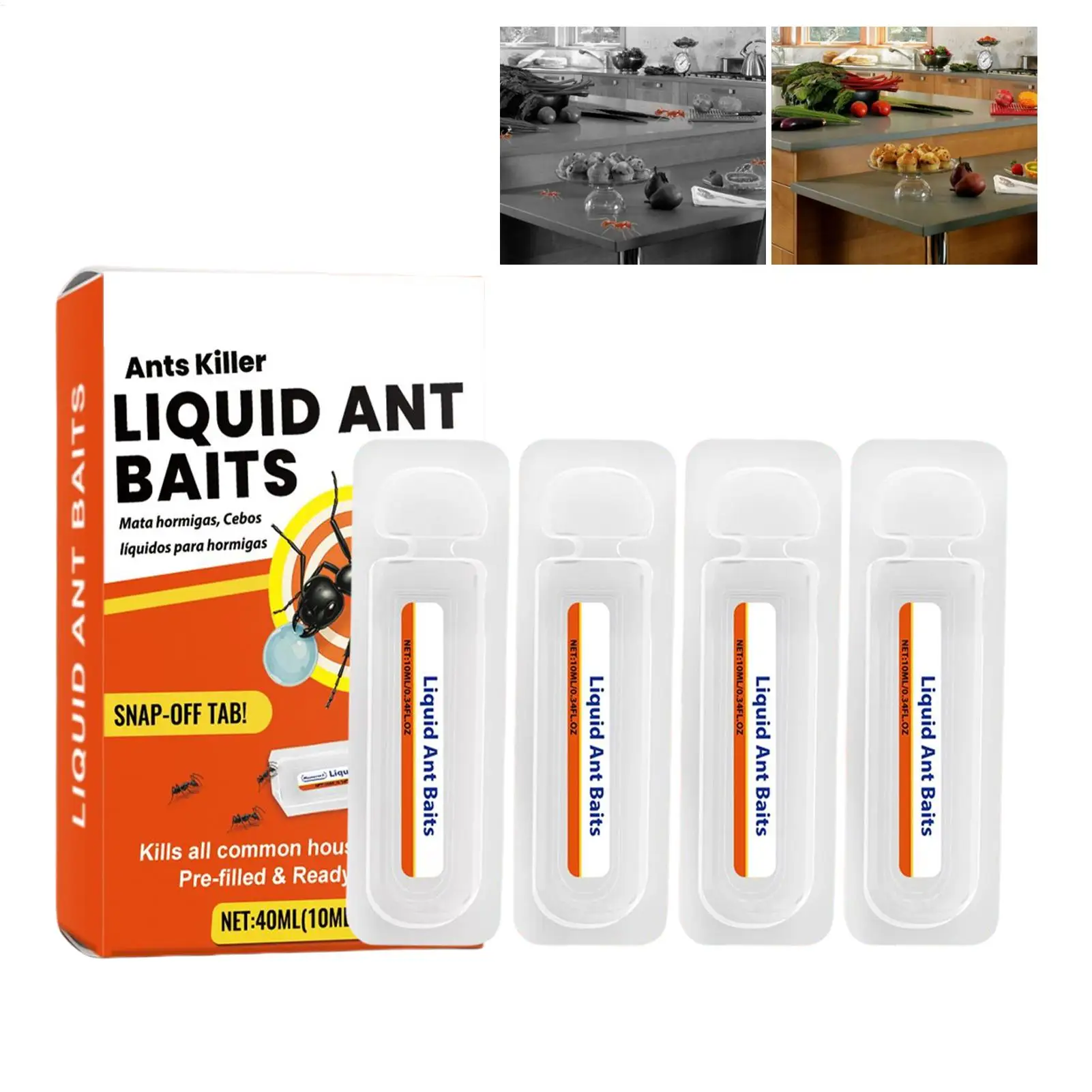 Trampas para hormigas de interior, 4 Uds., 10ml, trampas multiusos para hormigas, herramienta eficaz para eliminar hormigas para el hogar, cocina, granja, césped, Hotel