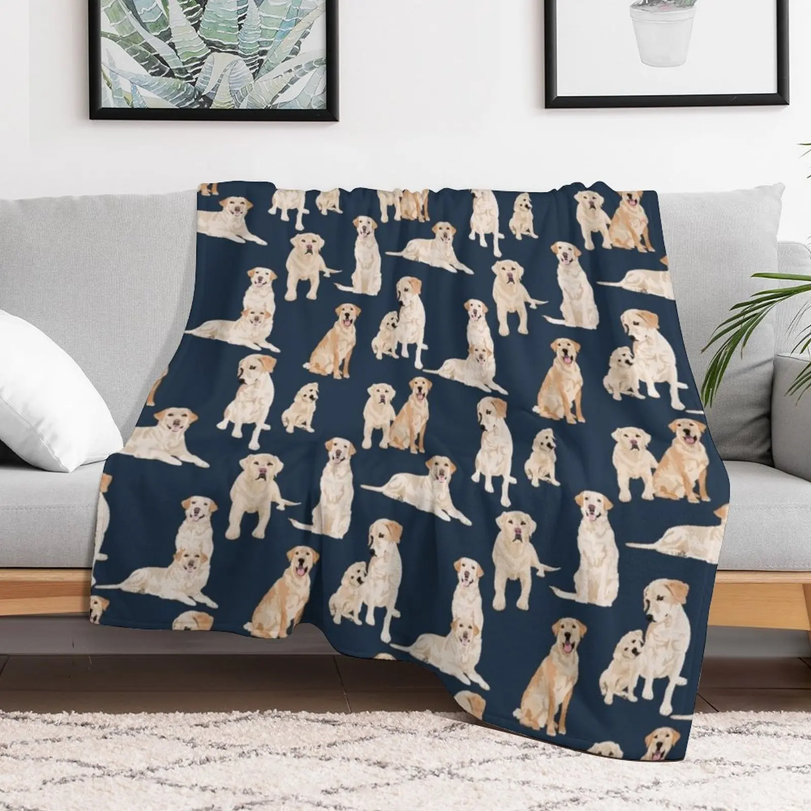 Yellow labs navy Throw Blanket Lightweight Warm Blanket for Indoor Outdoor Use