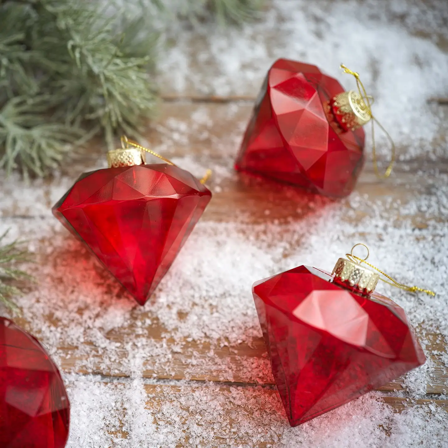 Acrylic Gem Red Pendant Christmas Tree Ornament Plastic Diamond Hanging Roof Decoration