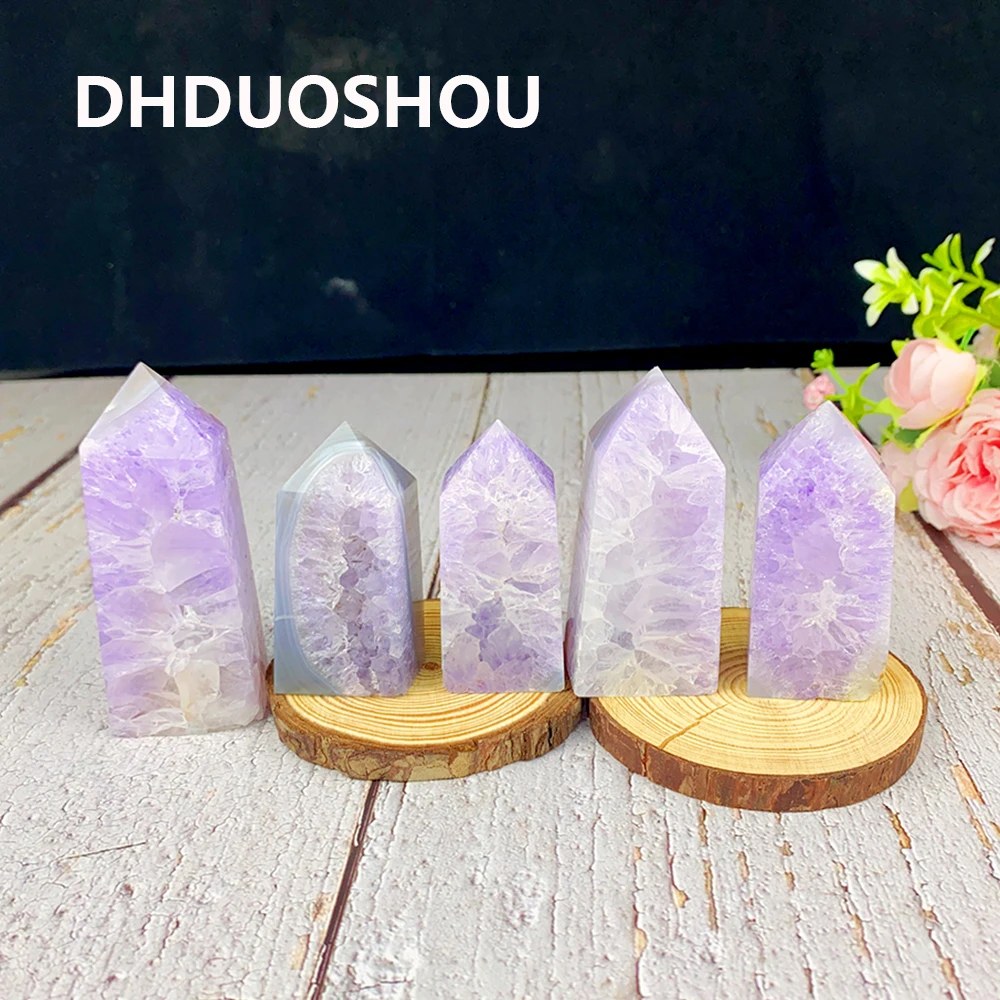 Natural Crystal Amethyst Geode Tetrahedral Column Single Point Mineral Speciman Home Decoration Fengshui Collection Healing Gem