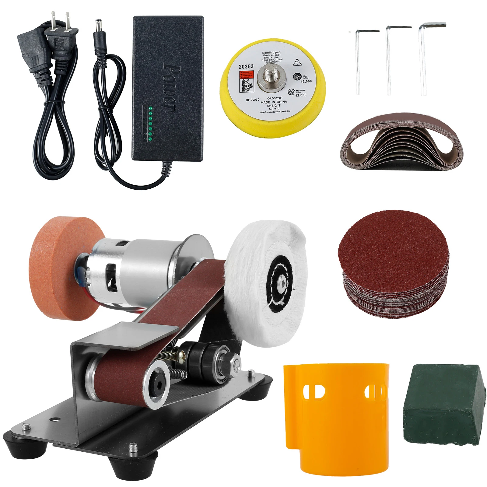 Mini Belt Sander Multifunctional Electric Belt Grinder 7 Adjustable Speed Low Noise 15° Cutter Sharpener Sander Tool